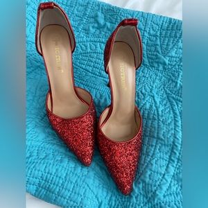 BIGTREE Women’s Vibrant Red Sequins Stiletto Heels